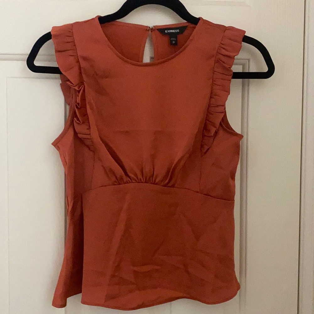 Express Ruffle Sleeve Cinched Waist Top